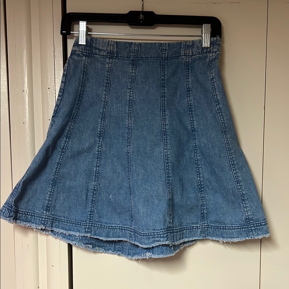 Pilcro Blue Pleated A-Line Mini Skirt
